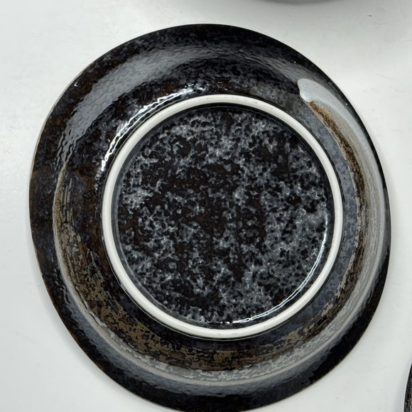 Miyake Ceramics‎ Akeyo Deep Plate Black Glaze White Brushstroke Japan Set 5 - Picture 5 of 9